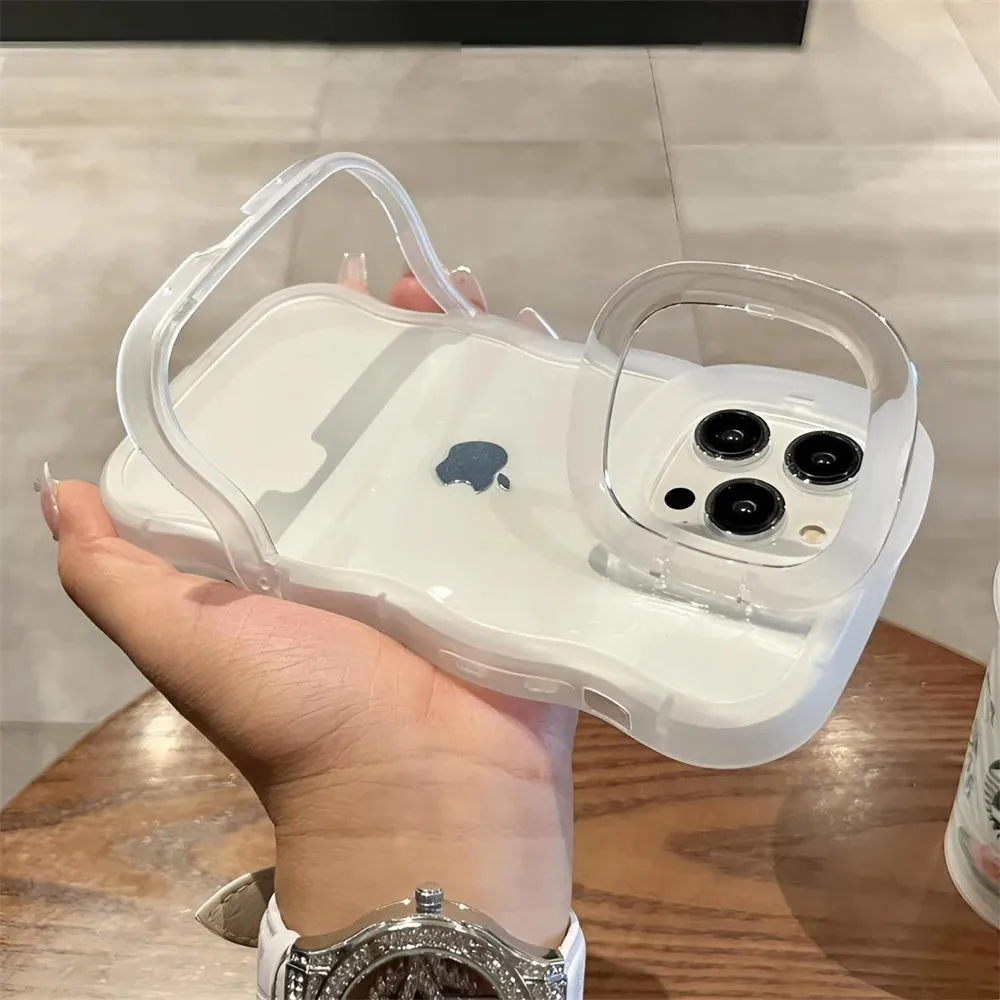 2-in-1 Folding Stand Wave Clear Phone Case