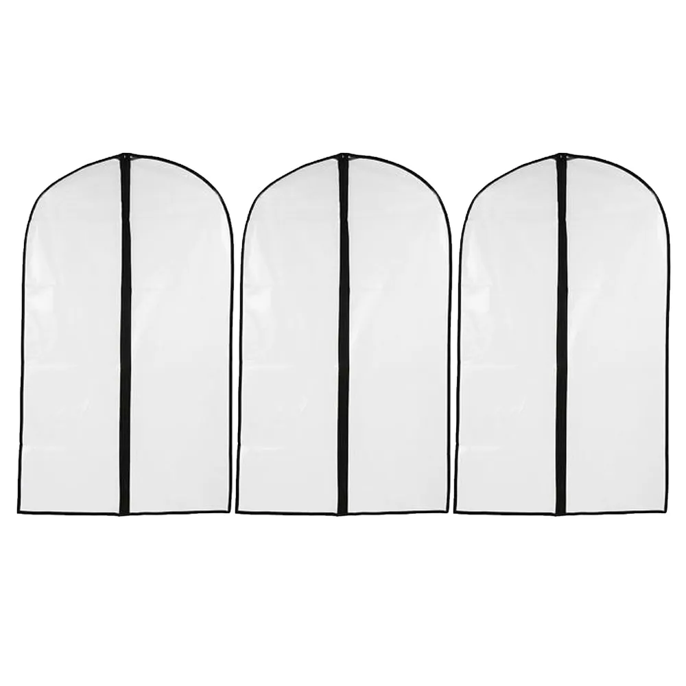 3 Pack Travel Garment Bag Suit Dress Storage 35" Clear Cover Zipper Coat Carrier