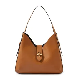 Accessorize London women's Tan Talia Large Twistlock bag