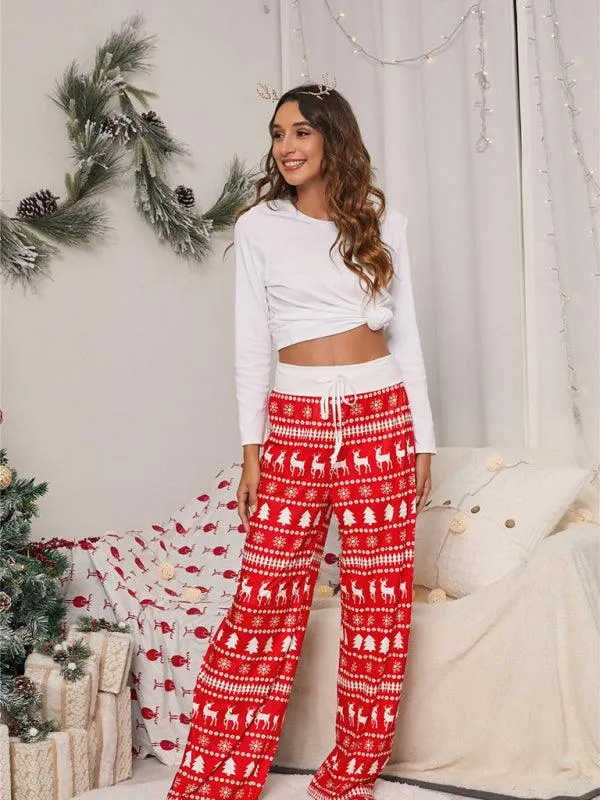 Chic Holiday Lace-Up Trousers for Women - Festive Party Pants