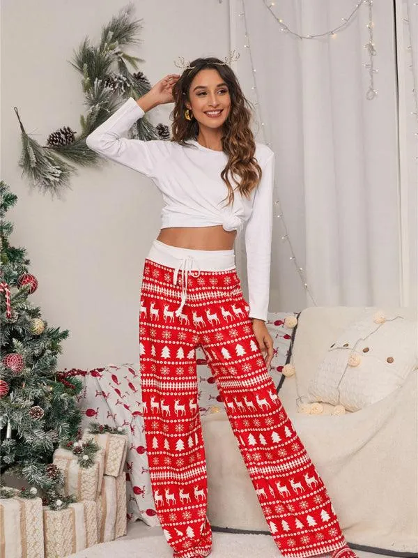 Chic Holiday Lace-Up Trousers for Women - Festive Party Pants