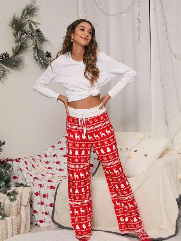 Chic Holiday Lace-Up Trousers for Women - Festive Party Pants
