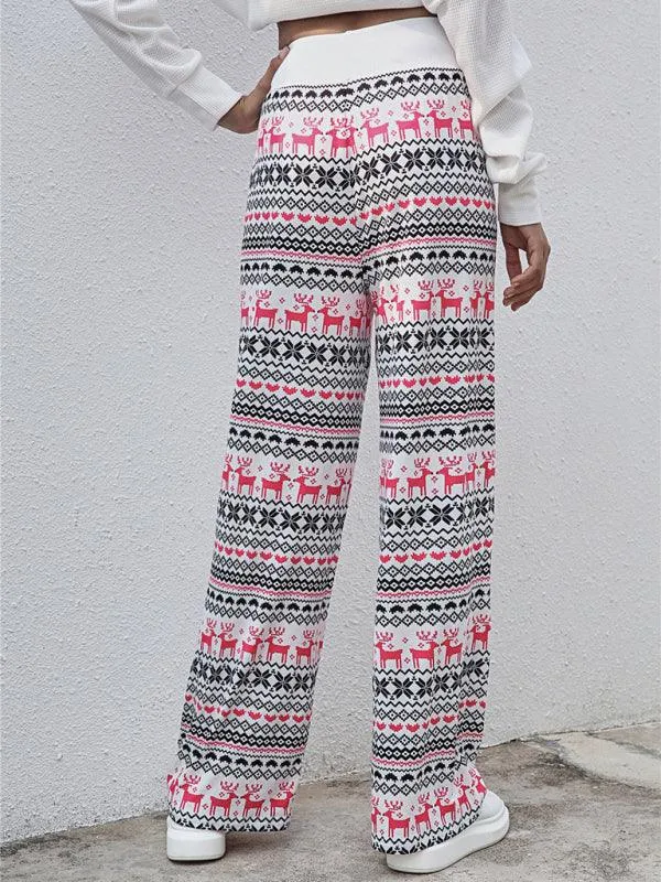 Chic Holiday Lace-Up Trousers for Women - Festive Party Pants