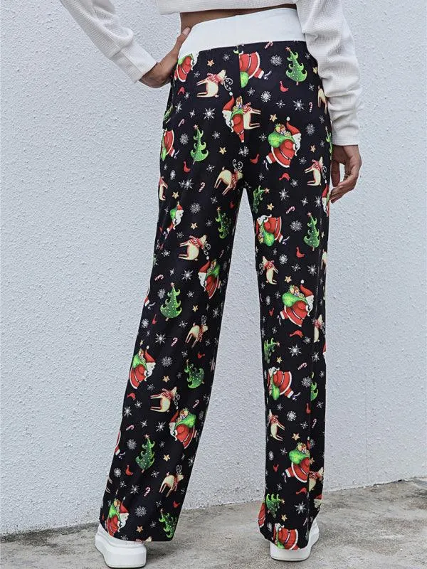 Chic Holiday Lace-Up Trousers for Women - Festive Party Pants