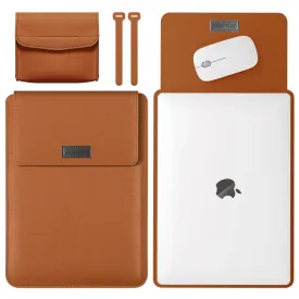 Elegant 13-inch PU Leather MacBook Air Pro Sleeve Set with Medium Bag & Cable Organizers