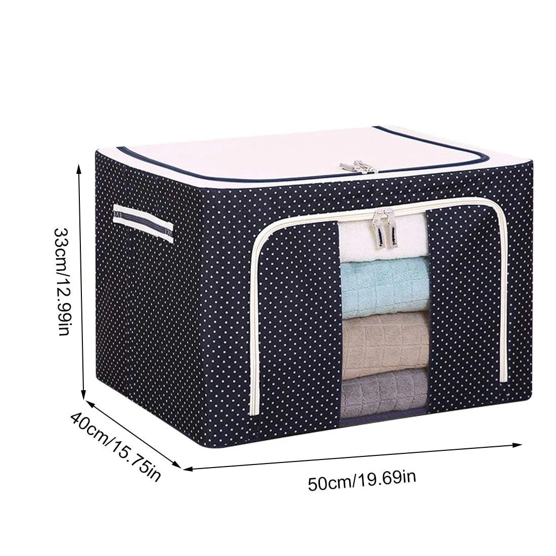 Fabric Foldable Box Steel Frame Collapsible Wardrobe Storage Organizer Bag - H01426