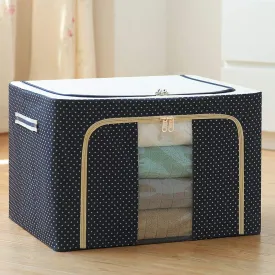 Fabric Foldable Box Steel Frame Collapsible Wardrobe Storage Organizer Bag - H01426