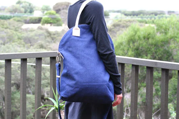 foldover bag - denim - indigo