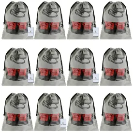 Heart Home 12 Piece Non Woven Travel Shoe Cover, String Bag Organizer, Grey CTHH16046