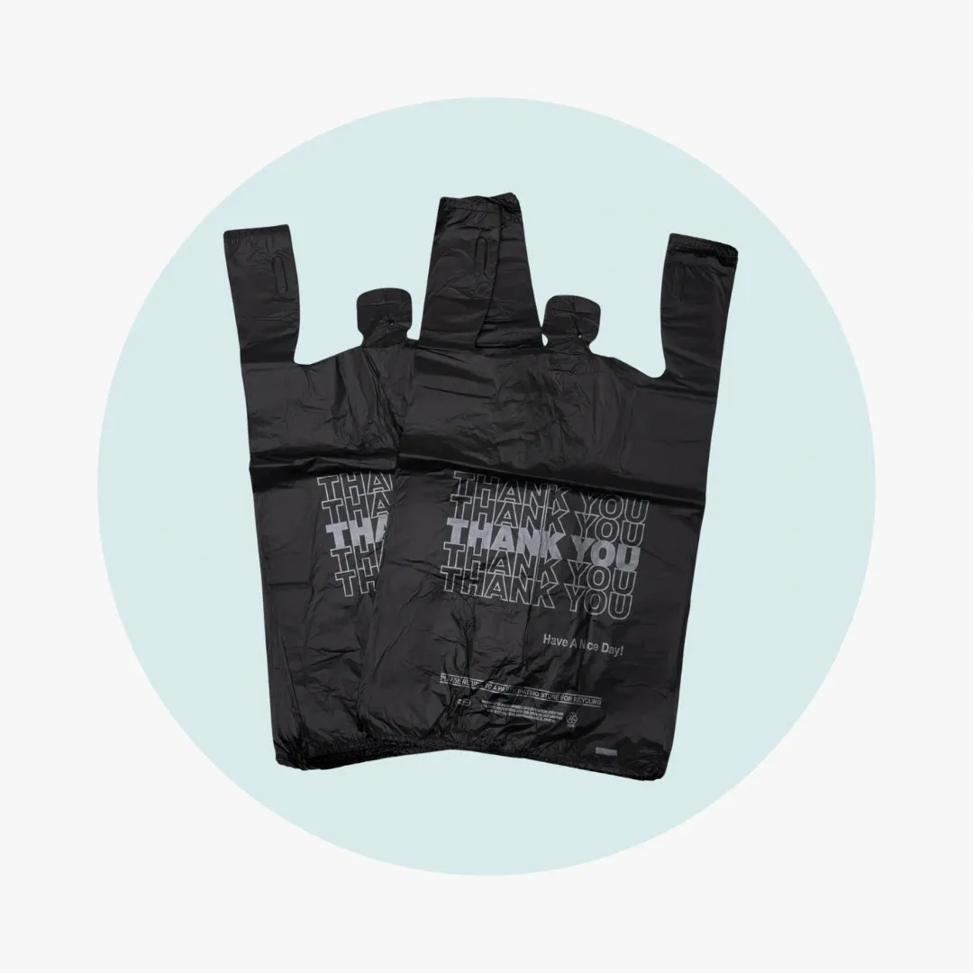 Heavy Duty T Shirt Bags Extra Large 20 mic - BLACK