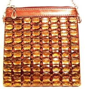 Jeweled Cross Body Bag in Bronze