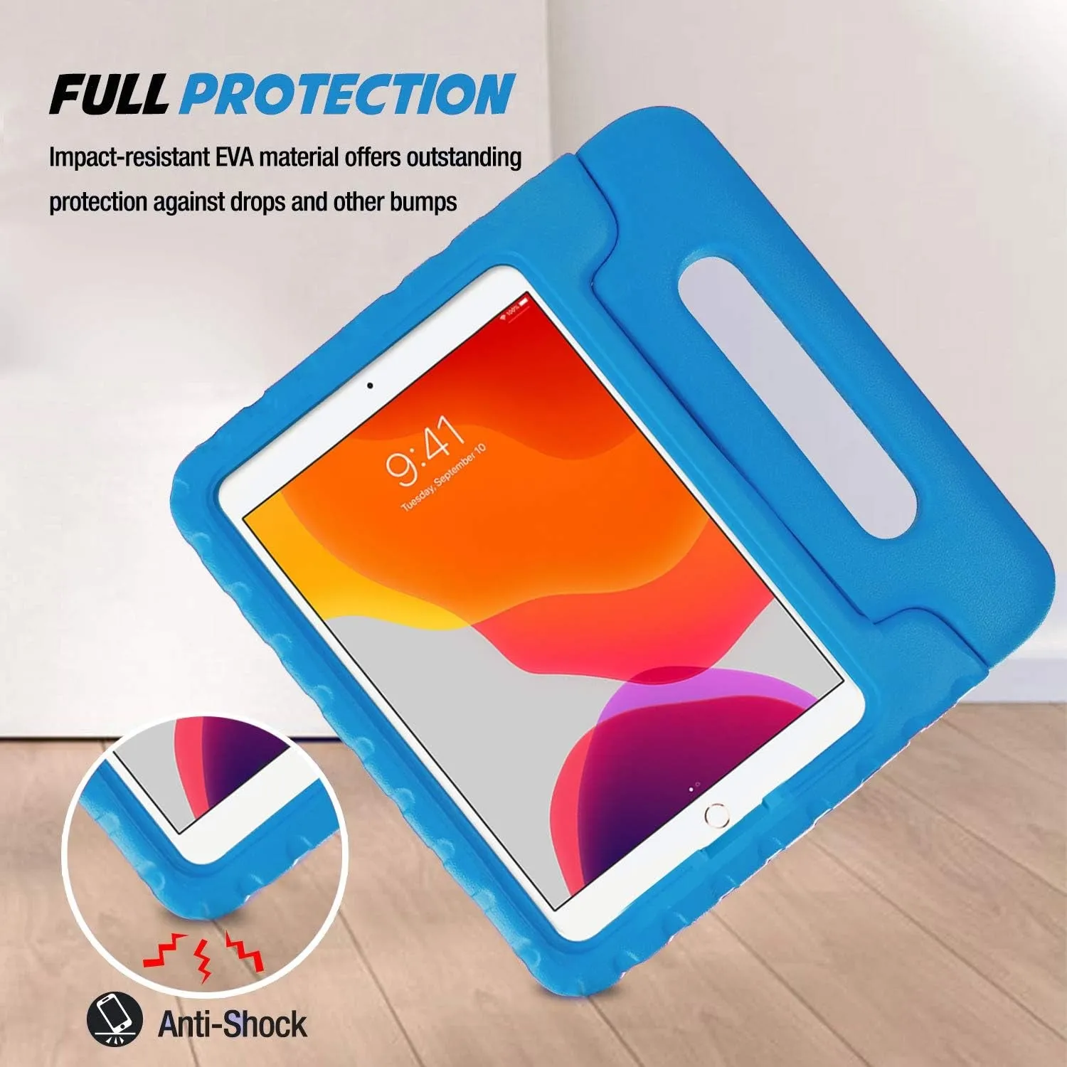 Kids Case for Ipad 9Th Generation/Ipad 8/Ipad 7, Ipad 10.2 Case 2021 2020 2019/Ipad Air 10.5/Ipad Pro 10.5 Kids Case, Shockproof Lightweight Case with Convertible Handle-Blue