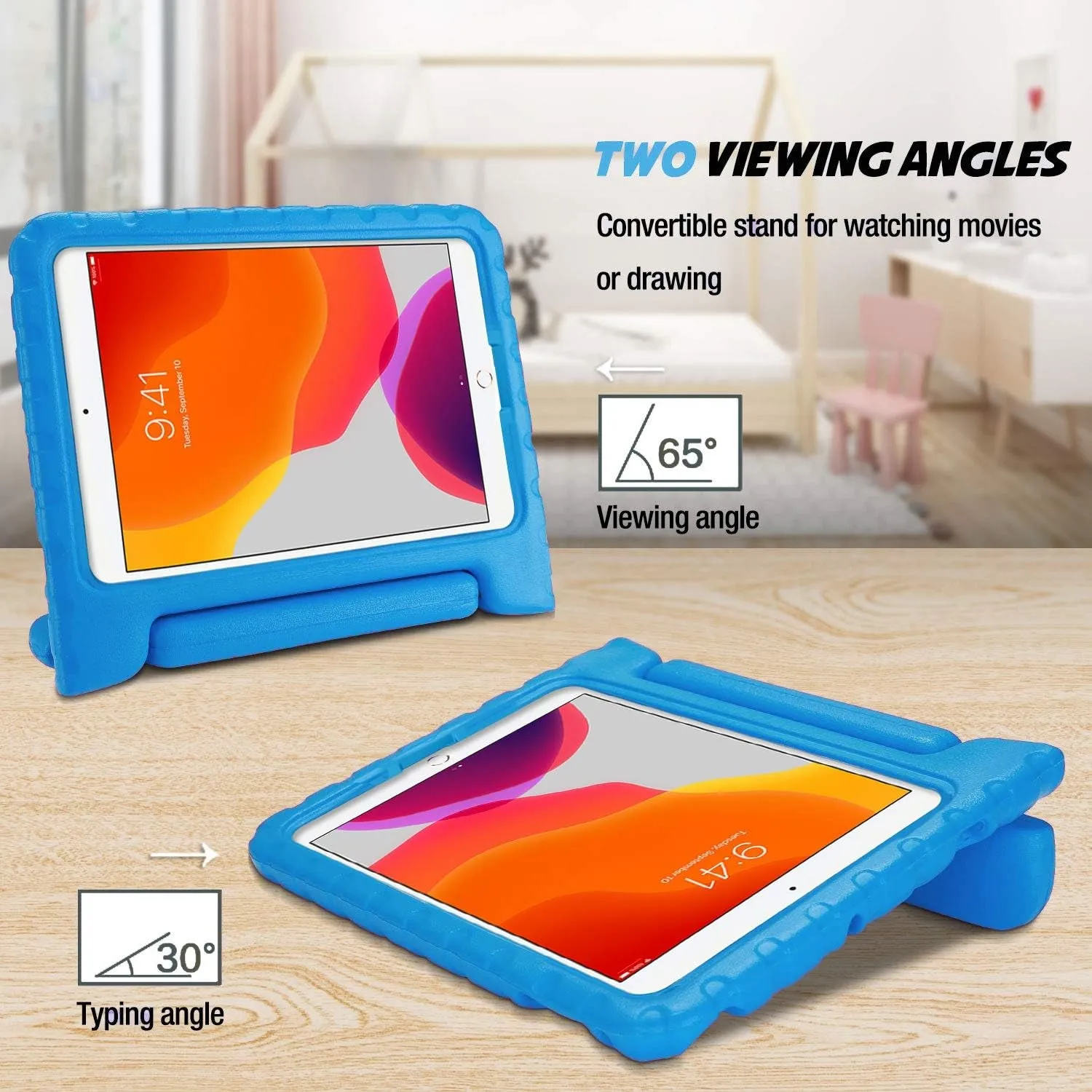 Kids Case for Ipad 9Th Generation/Ipad 8/Ipad 7, Ipad 10.2 Case 2021 2020 2019/Ipad Air 10.5/Ipad Pro 10.5 Kids Case, Shockproof Lightweight Case with Convertible Handle-Blue