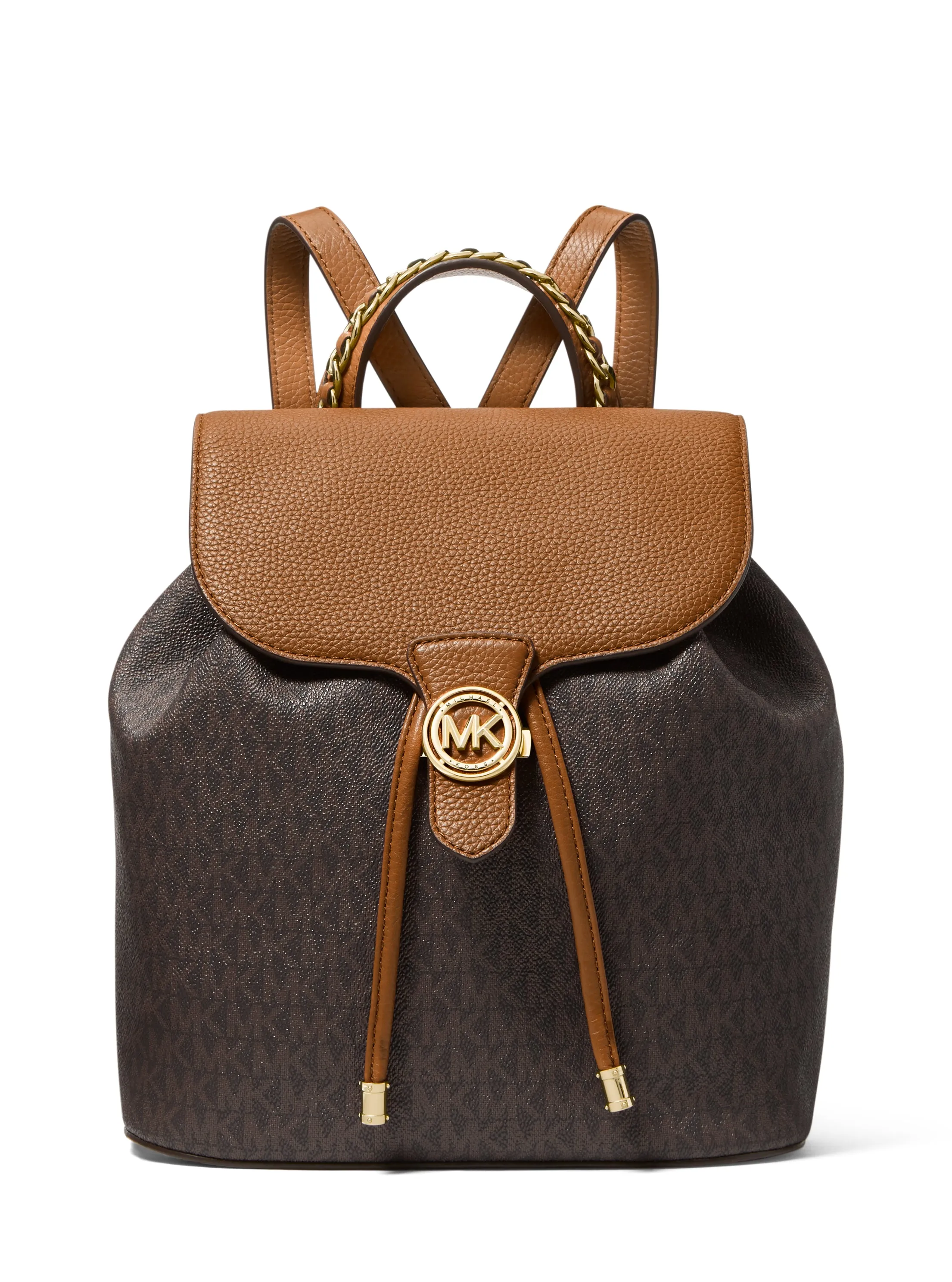 Mina Large Logo and Pebbled Leather Backpack