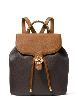 Mina Large Logo and Pebbled Leather Backpack