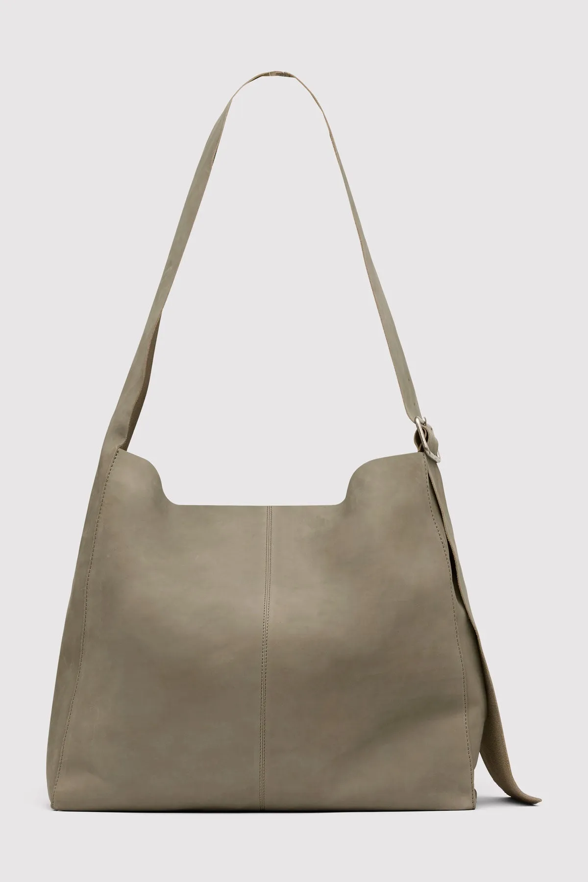 Oversized Nubuck Satchel - Smokey Olive