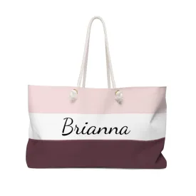 Personalized Weekender Bag / Women's Striped Travel Bag