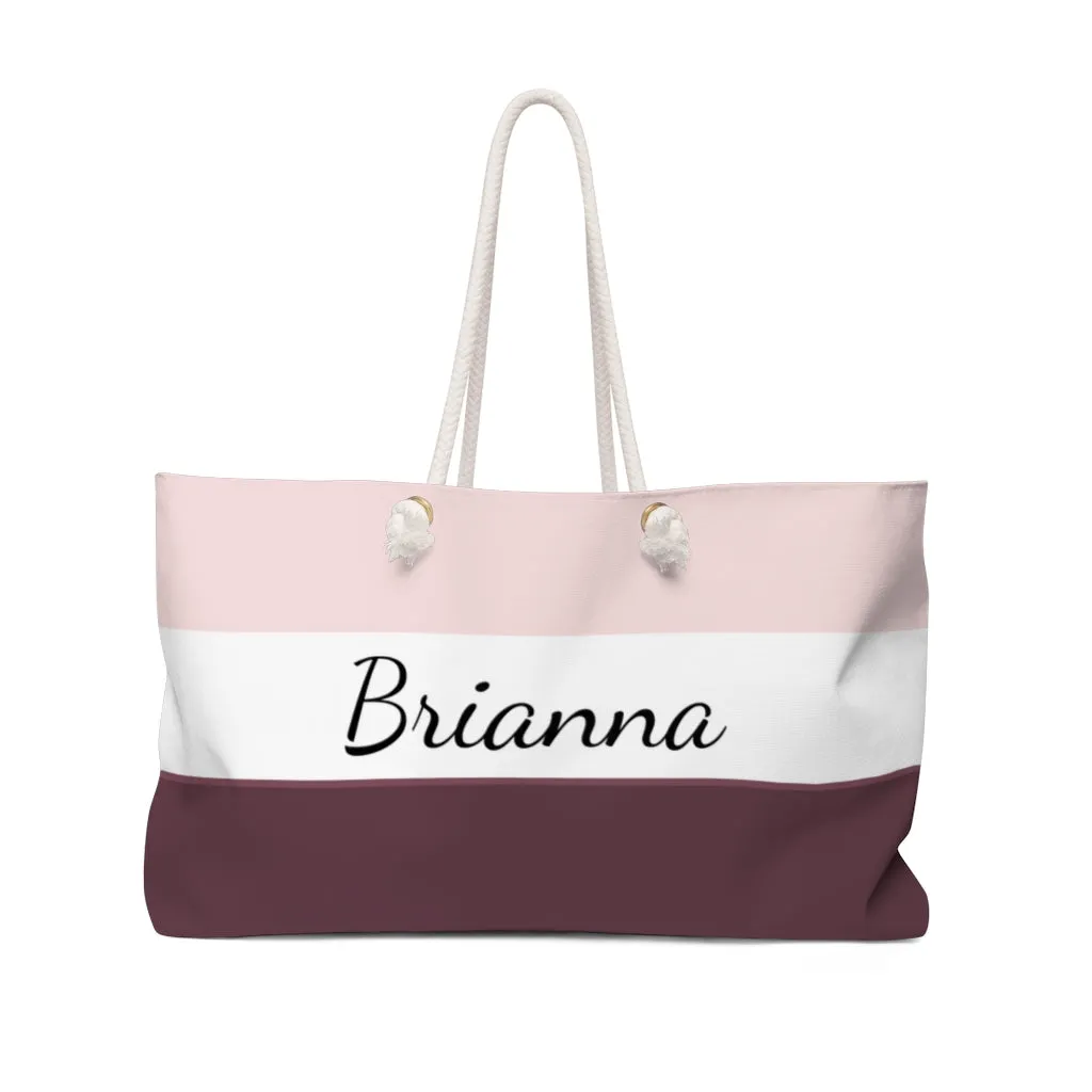 Personalized Weekender Bag / Women's Striped Travel Bag