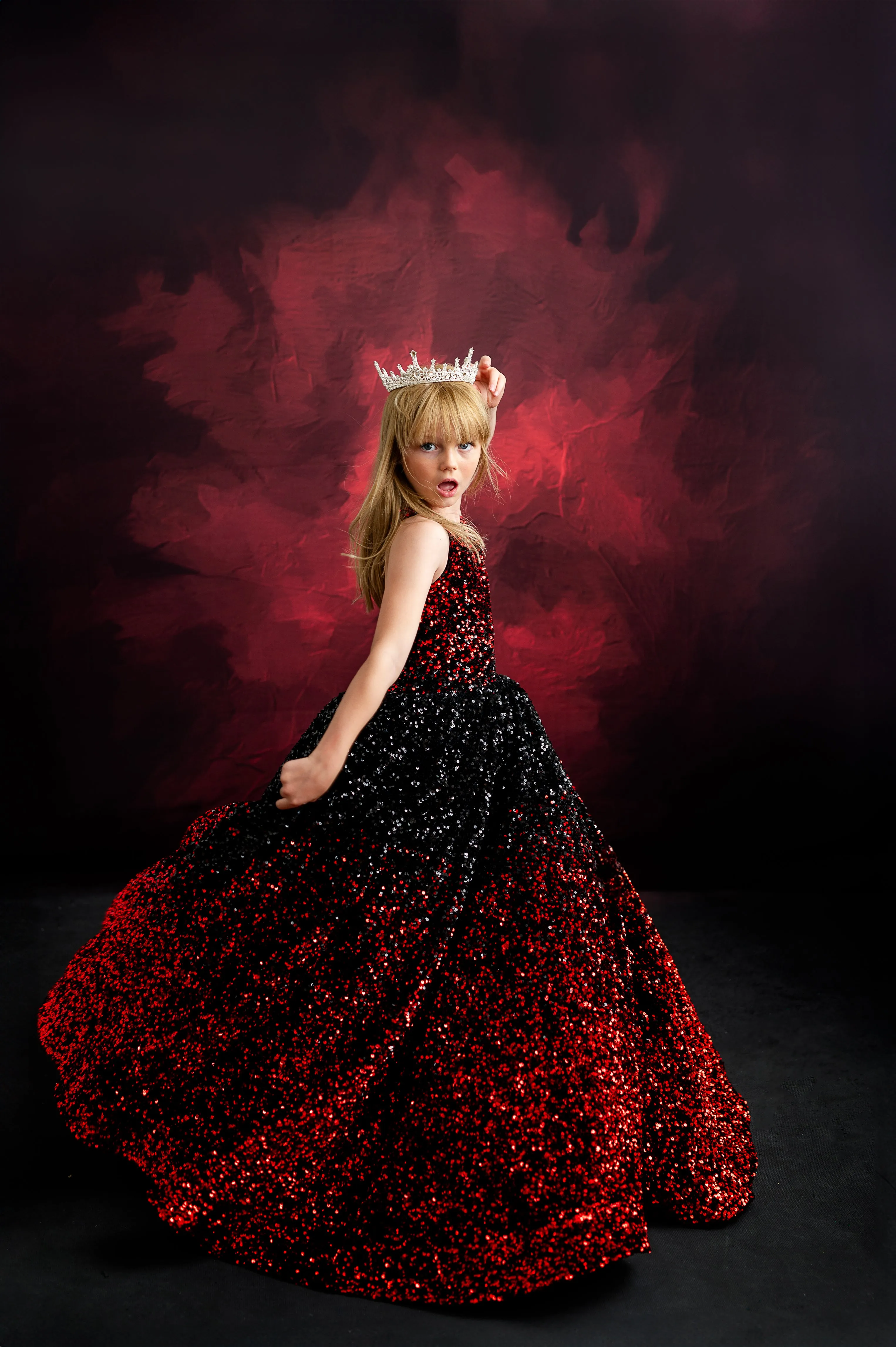 "Glam Statement"   detachable wristlets - Floor Length Gown - (8-10 year)