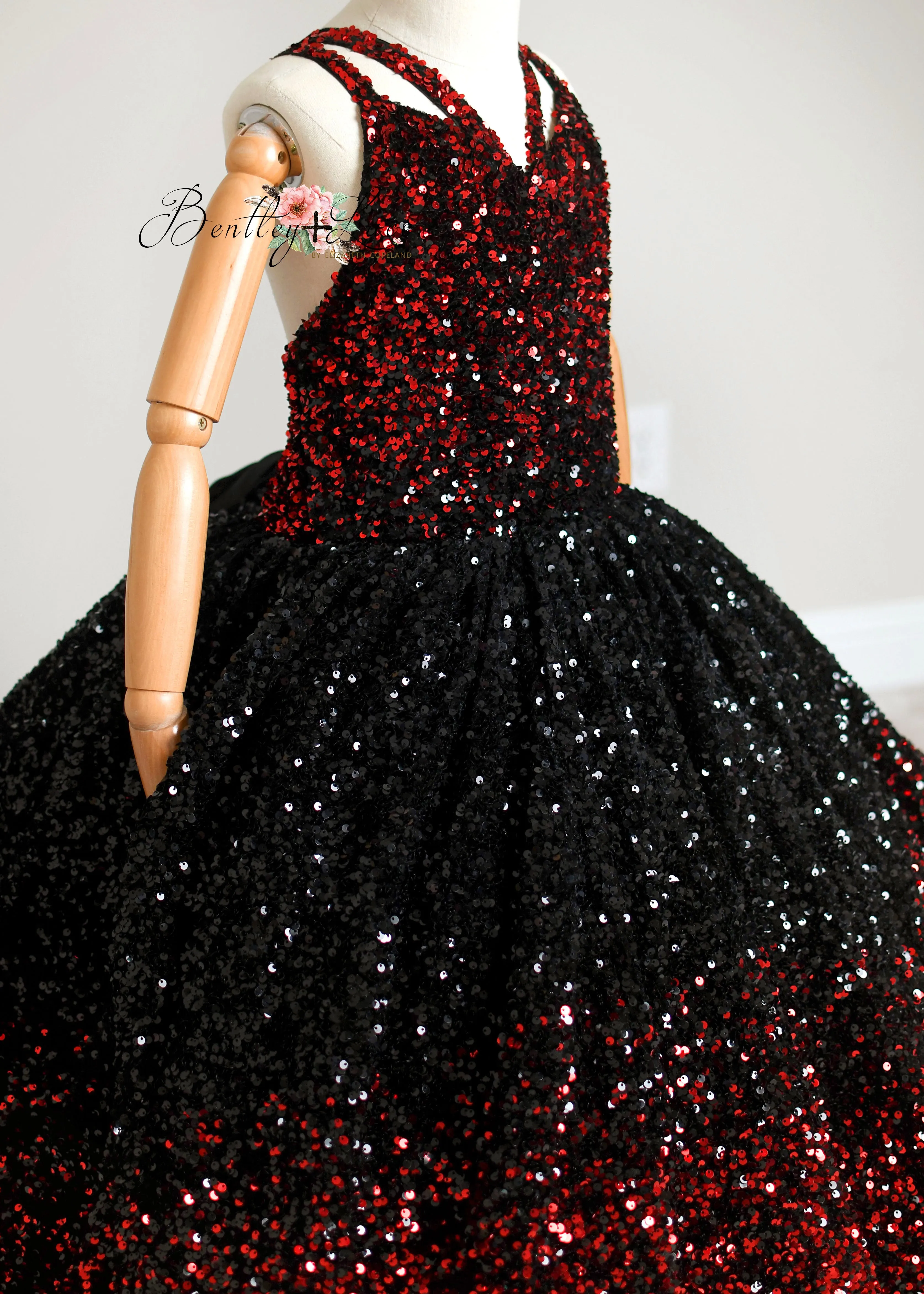 "Glam Statement"   detachable wristlets - Floor Length Gown - (8-10 year)