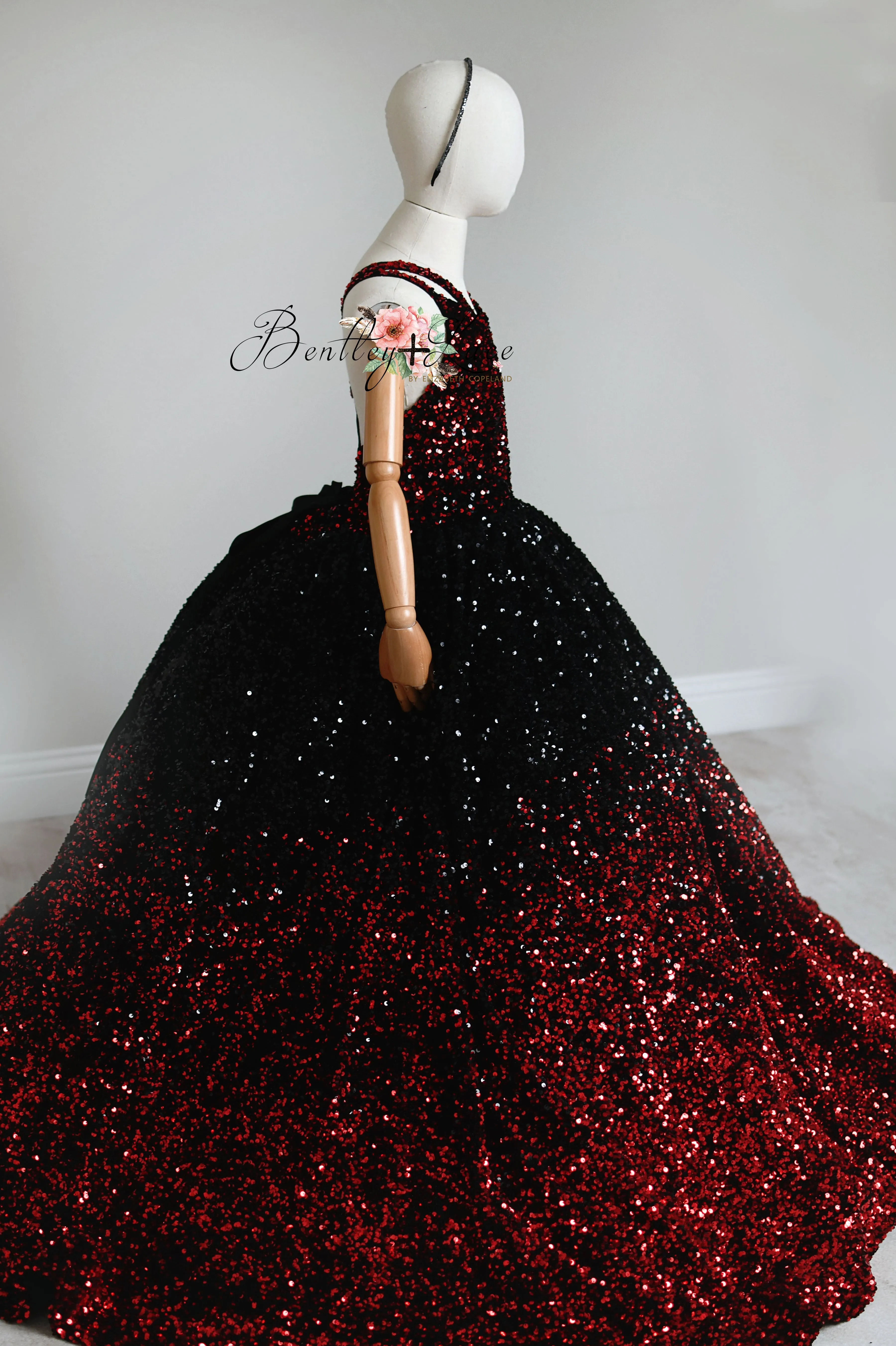 "Glam Statement"   detachable wristlets - Floor Length Gown - (8-10 year)