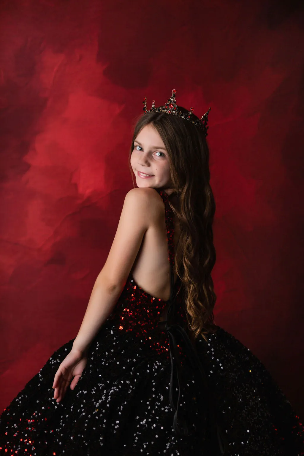 "Glam Statement"   detachable wristlets - Floor Length Gown - (8-10 year)