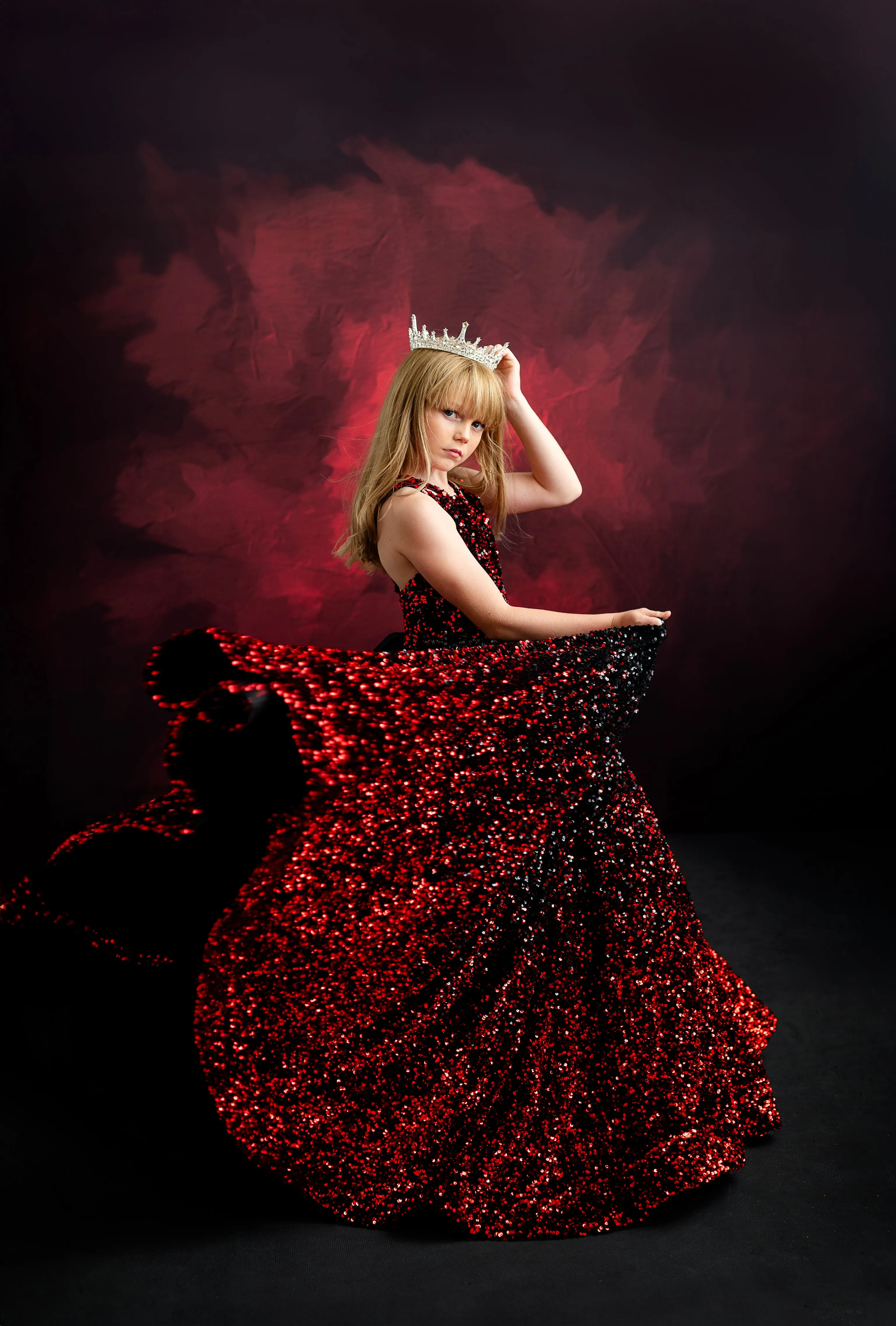 "Glam Statement"   detachable wristlets - Floor Length Gown - (8-10 year)