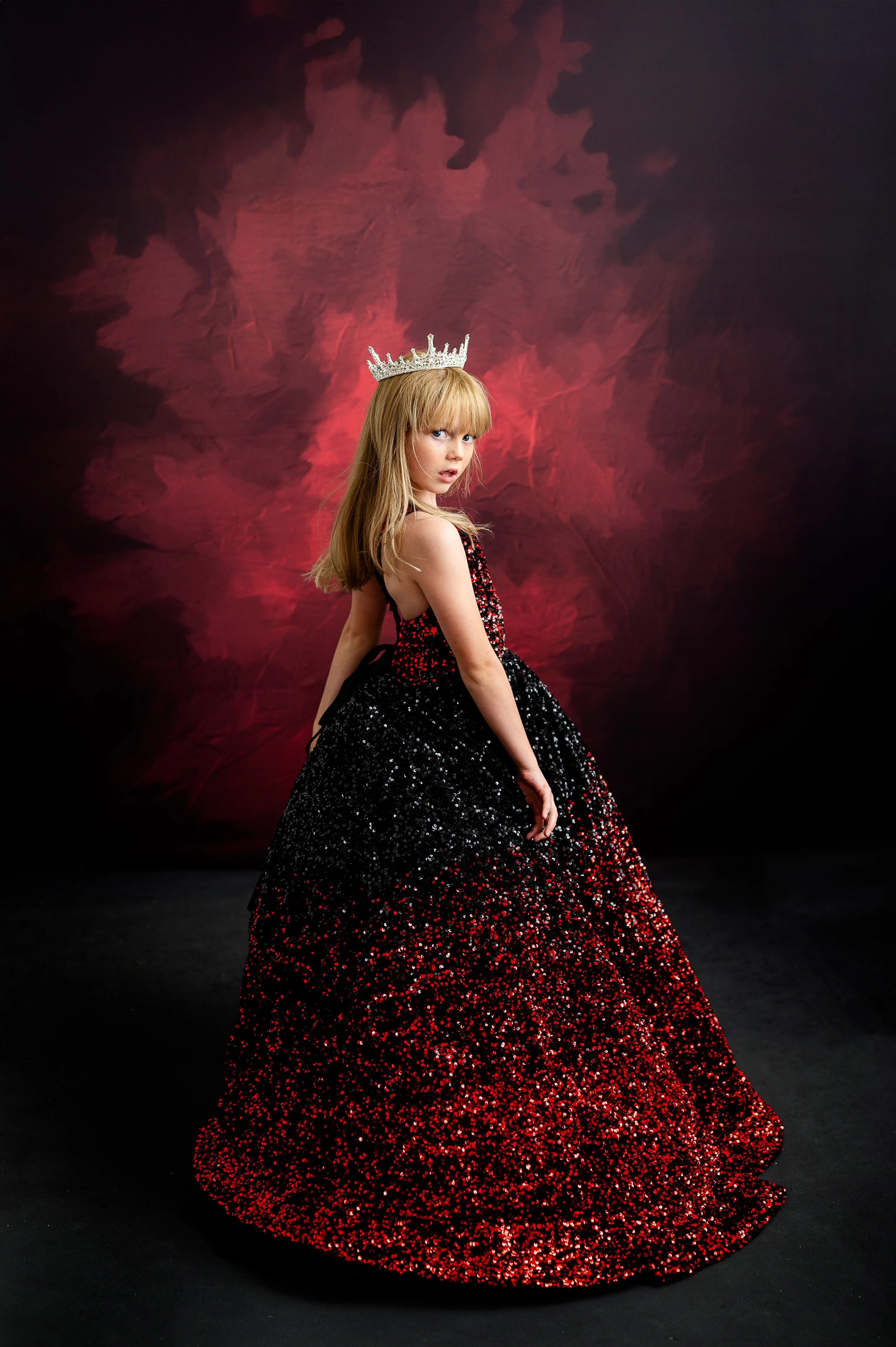 "Glam Statement"   detachable wristlets - Floor Length Gown - (8-10 year)