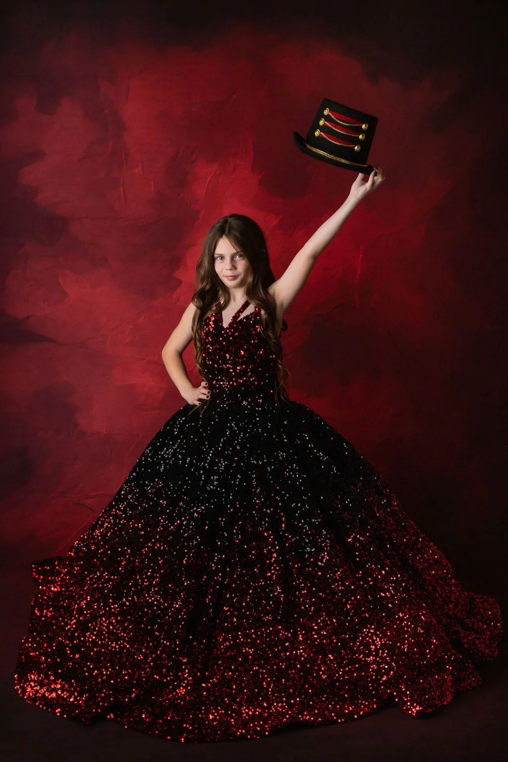 "Glam Statement"   detachable wristlets - Floor Length Gown - (8-10 year)