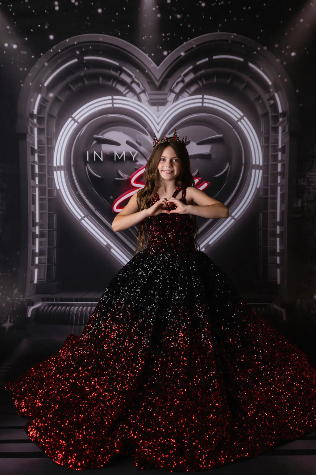 "Glam Statement"   detachable wristlets - Floor Length Gown - (8-10 year)