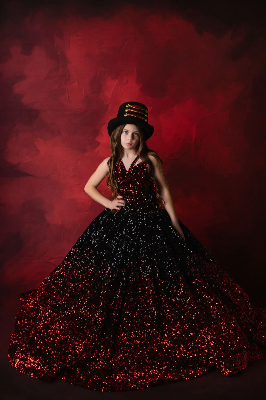"Glam Statement"   detachable wristlets - Floor Length Gown - (8-10 year)
