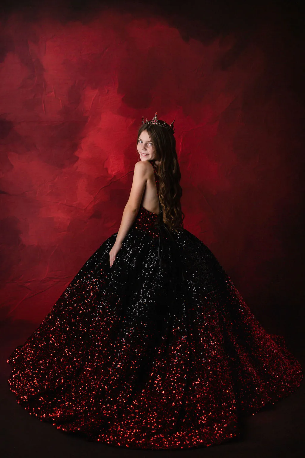 "Glam Statement"   detachable wristlets - Floor Length Gown - (8-10 year)