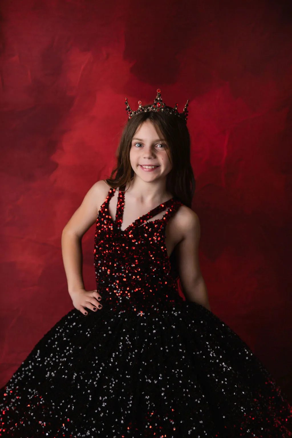 "Glam Statement"   detachable wristlets - Floor Length Gown - (8-10 year)
