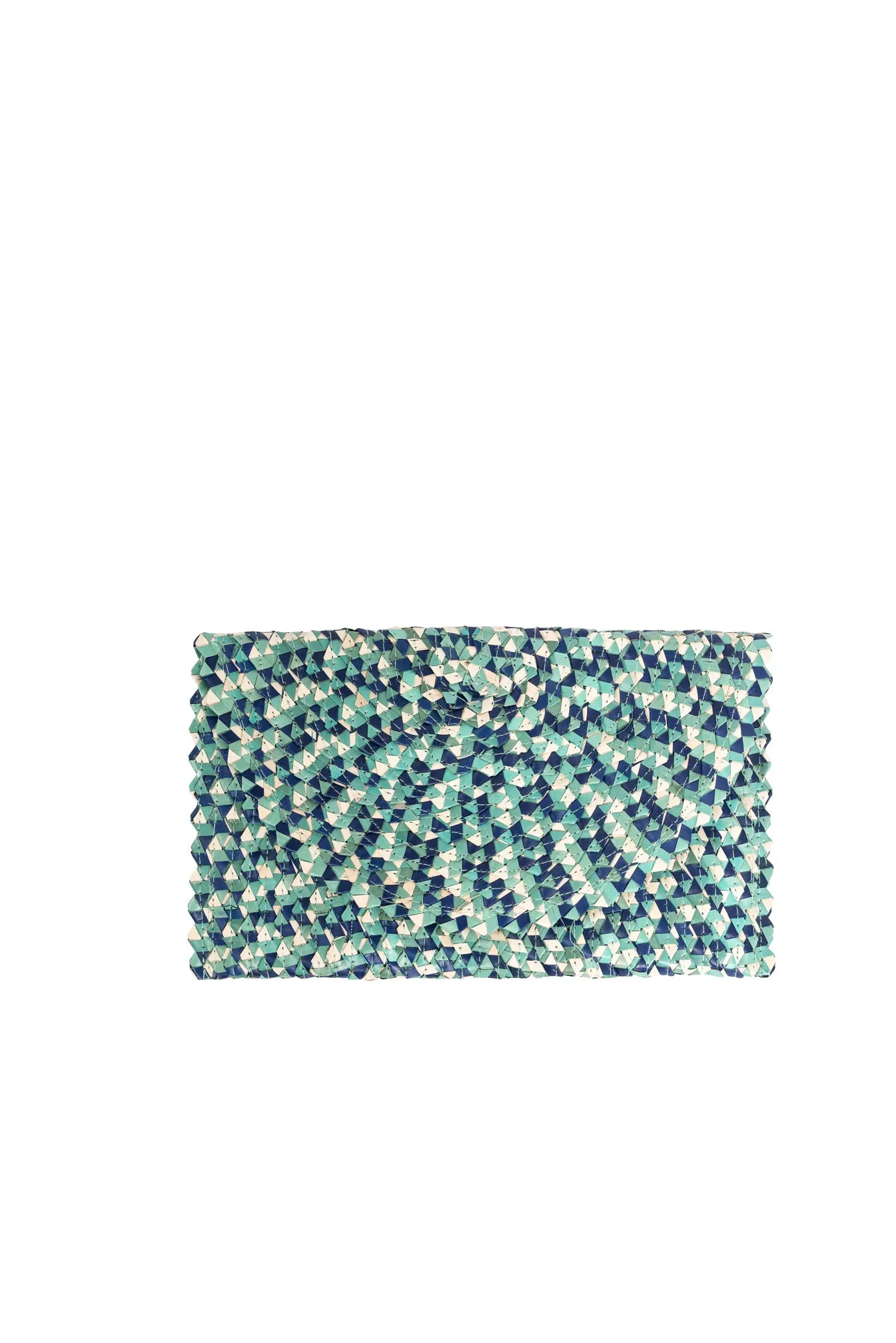 Raffia Clutch Bag in Blue/Aqua