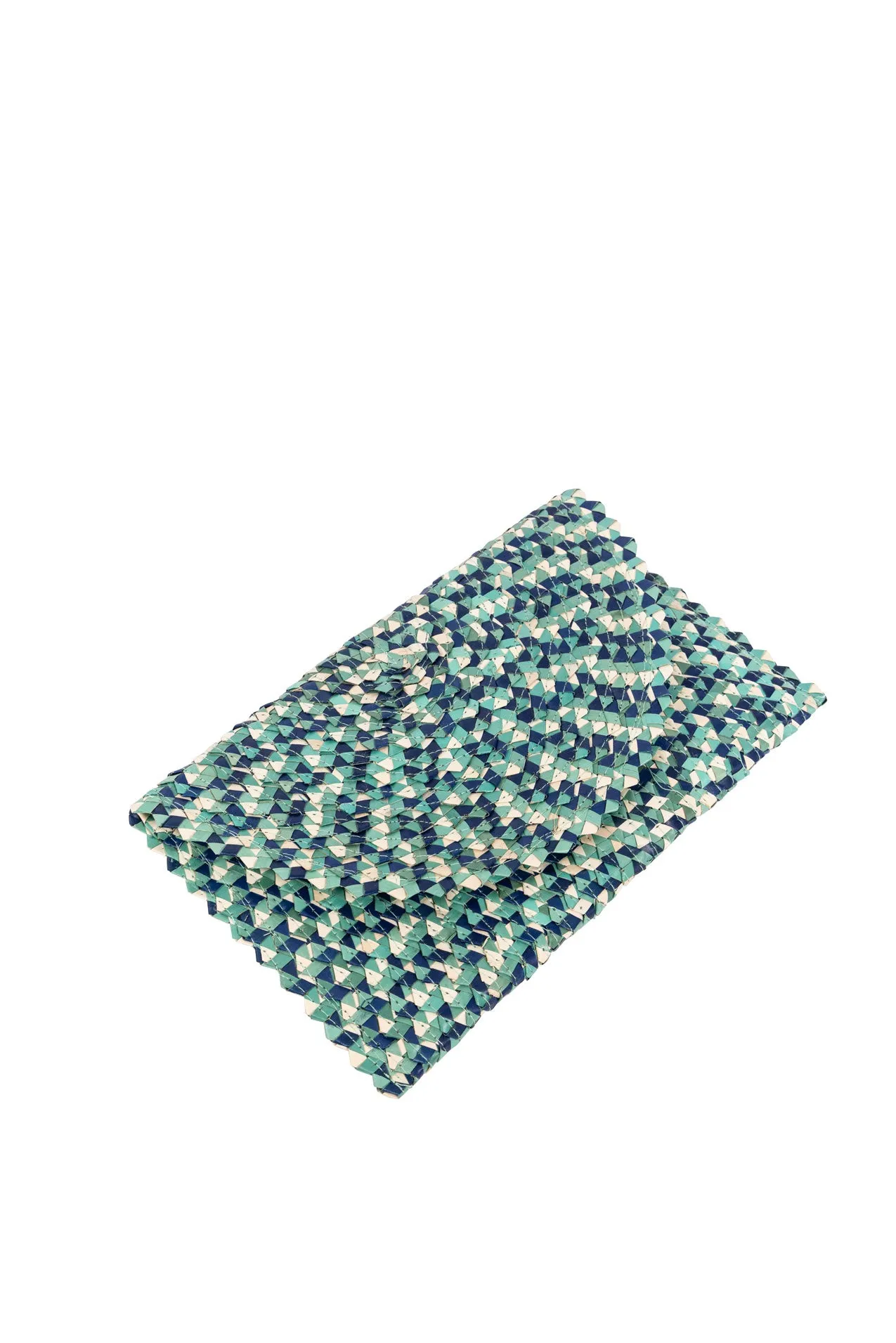 Raffia Clutch Bag in Blue/Aqua