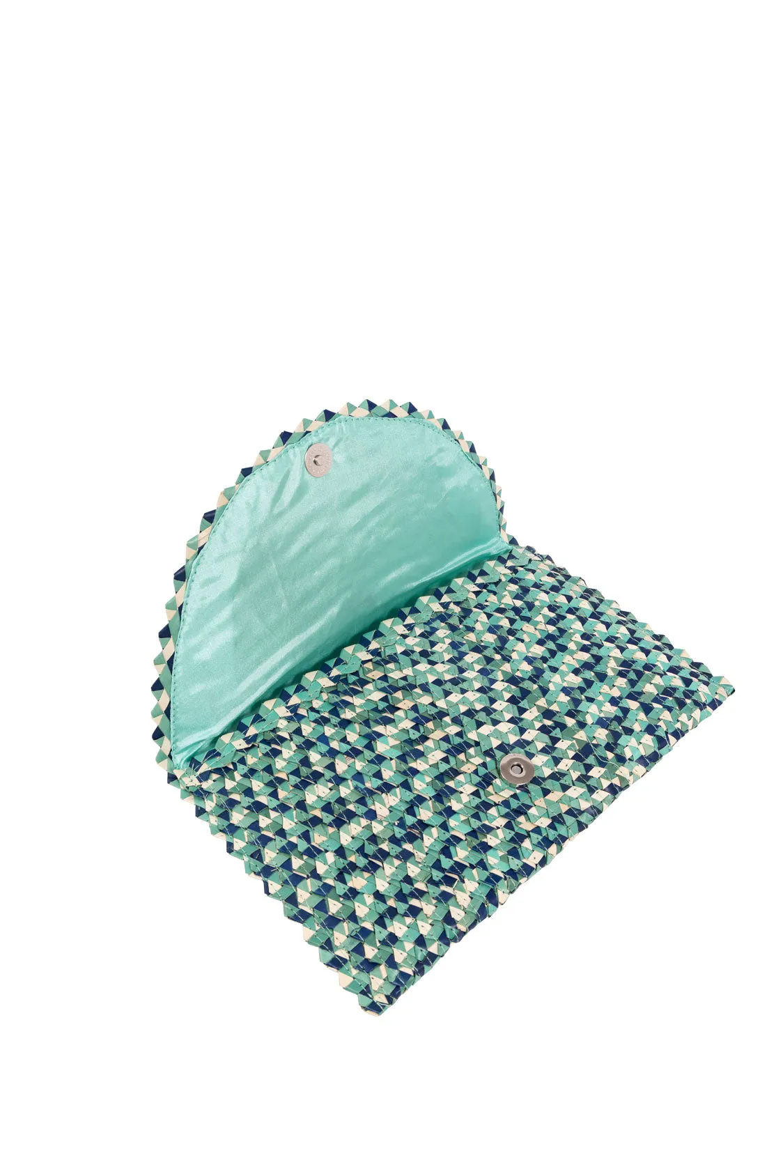 Raffia Clutch Bag in Blue/Aqua