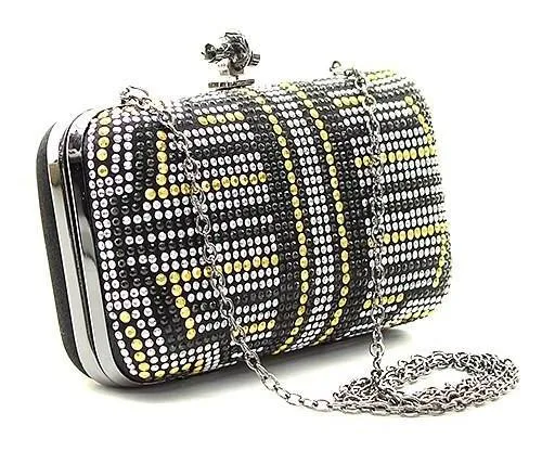 Rhinestone Clutch in Black & Gold