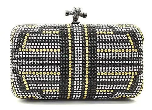Rhinestone Clutch in Black & Gold