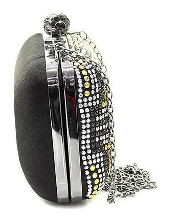 Rhinestone Clutch in Black & Gold