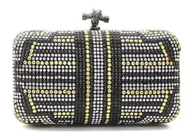 Rhinestone Clutch in Black & Gold