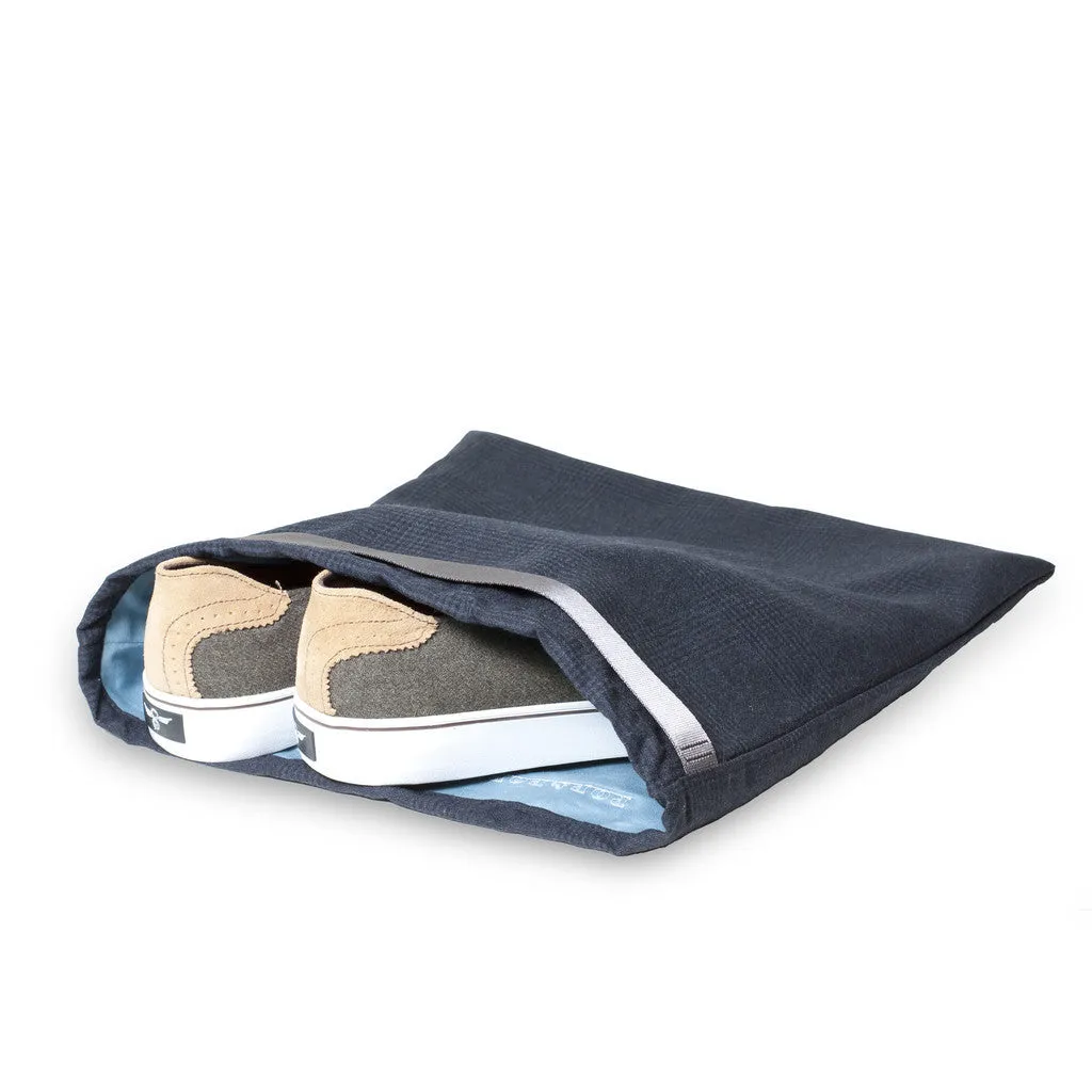 Shoe Bag Wool- Navy Plaid