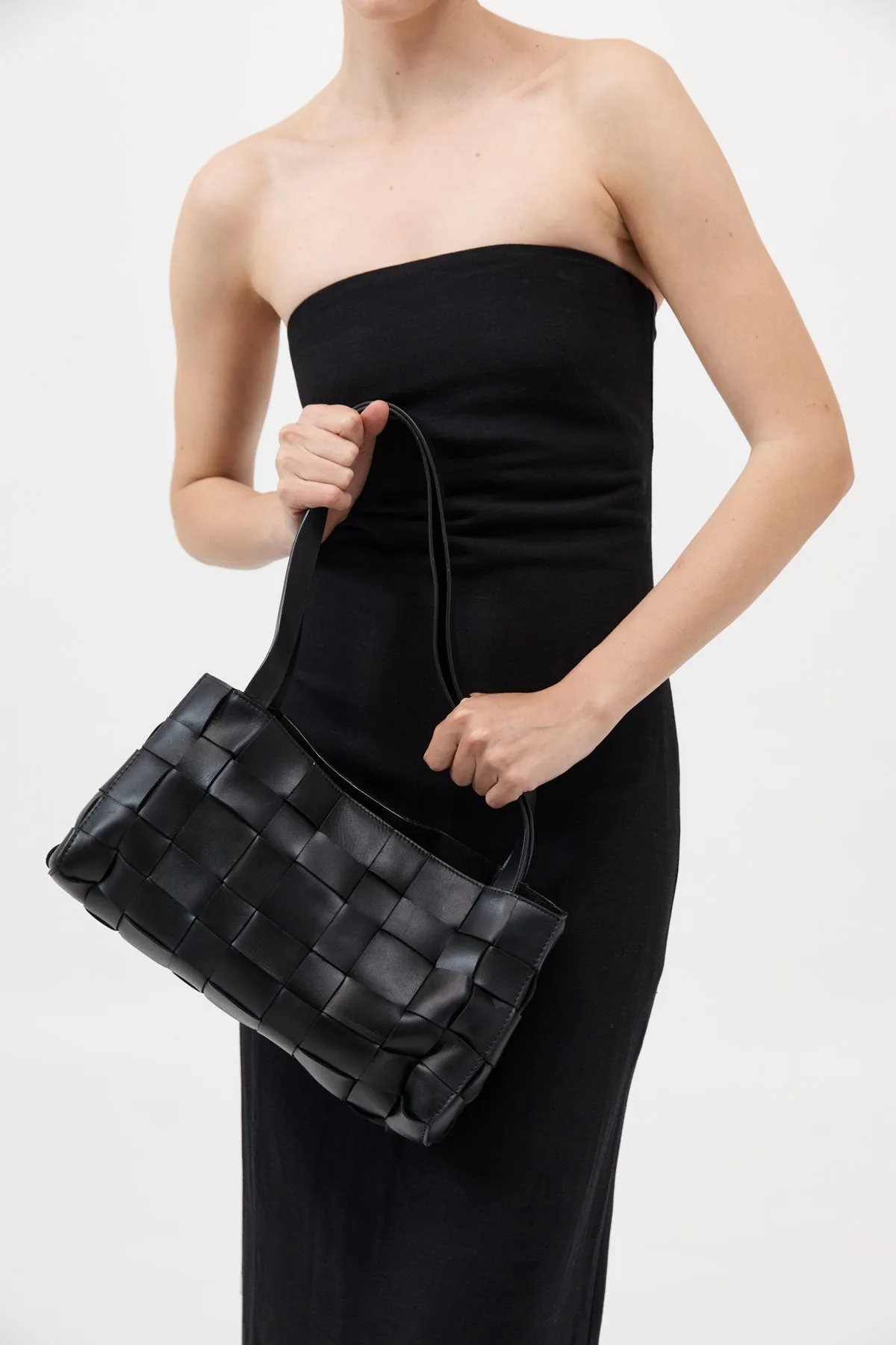 Slim Woven Tote - Black