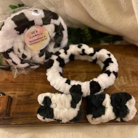 Spa Headband and Wristlet Set  Cow Print