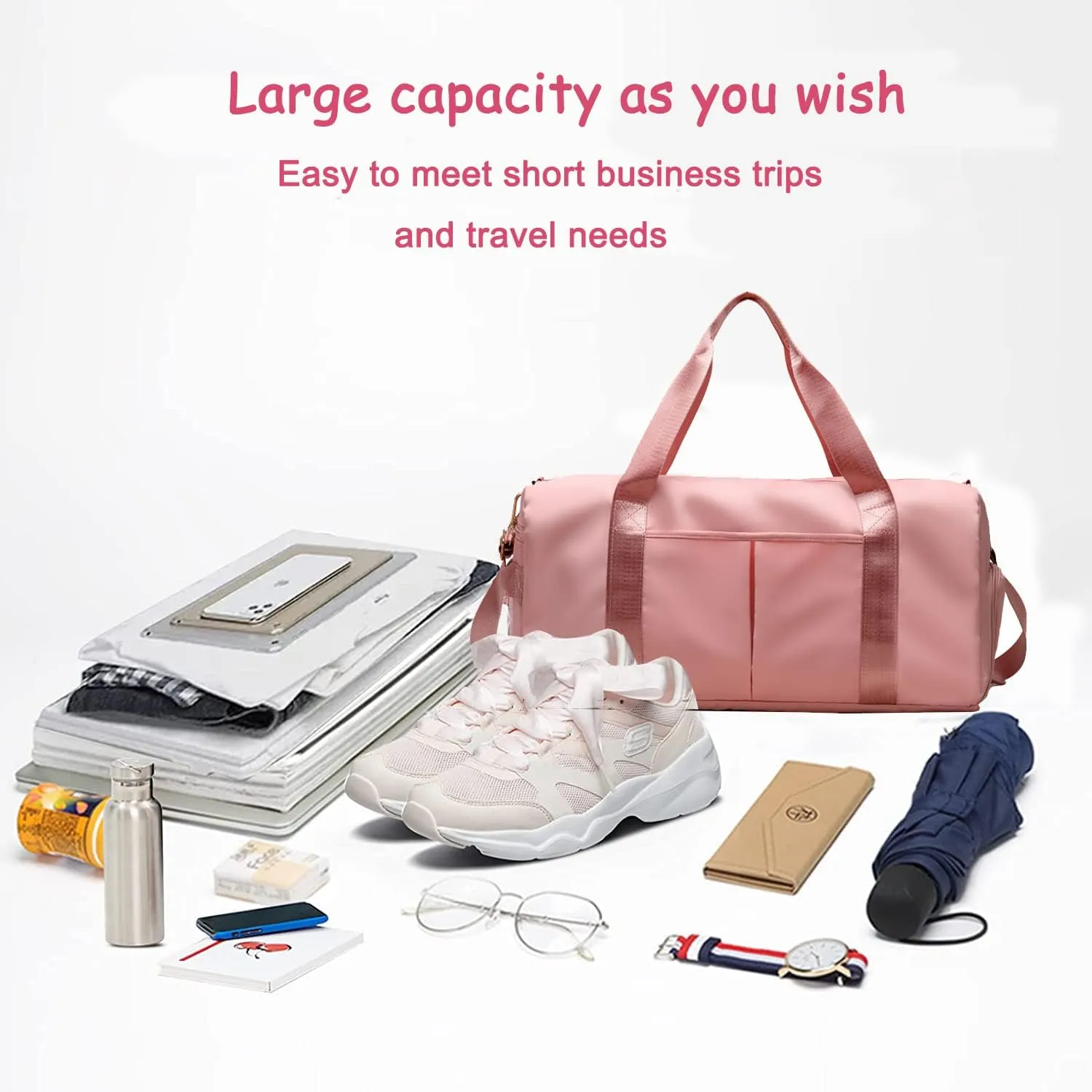Sports Gym Bag, Travel Duffel Bag, Workout Bag for Sports and Weekend Getaway for Women and Men Swim Sports Gym Bag