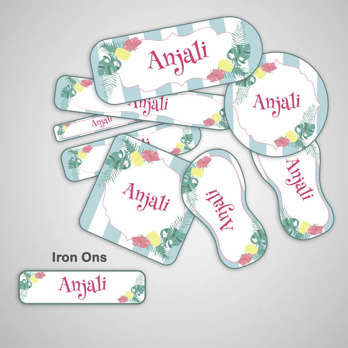 Tropical Theme Name Labels - Complete / Split /  Iron Ons Packs