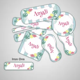 Tropical Theme Name Labels - Complete / Split /  Iron Ons Packs