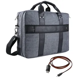 Vangoddy Chrono Grey Rugged Tote Crossbody Shoulder Bag for Lenovo Flex 3 | IdeaPad | ThinkPad E L P Series 15.6" Laptop   Sync and Charge Cable