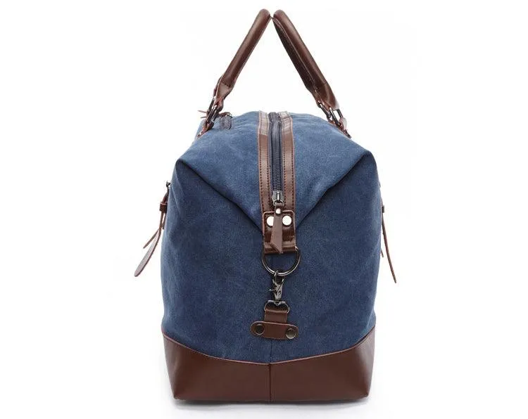 Vintage Canvas Large Capacity Weekend Tote Travel Handbag-Blue