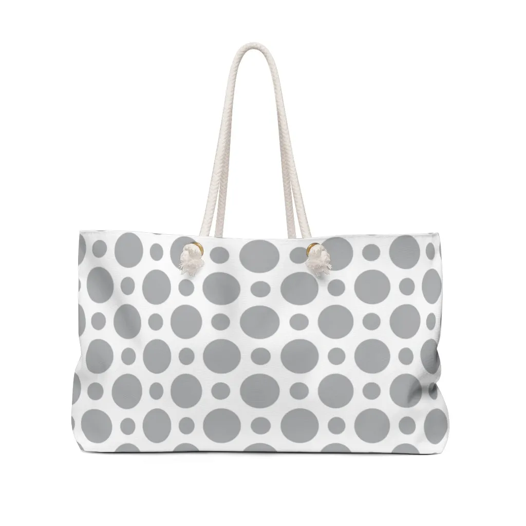 Women's Overnight Bag / Grey Polkadot Weekender Bag