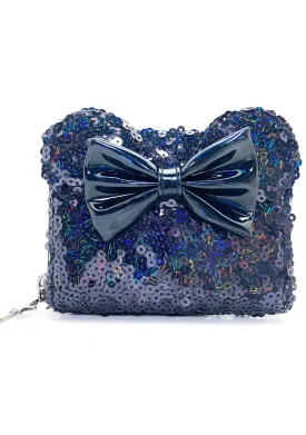 X LASR Exclusive Disney Celestial Dreams Black Holographic Sequin Minnie Zip Wallet
